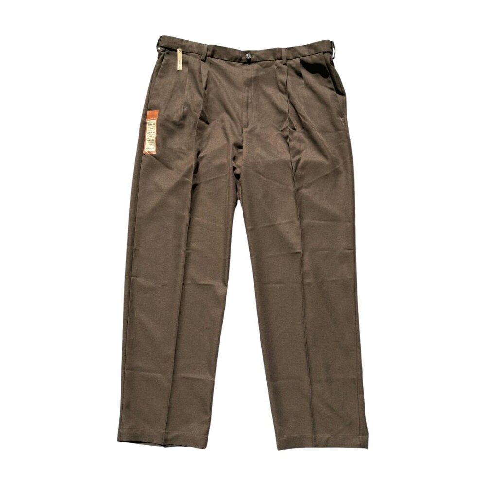 Brown Haggar men's pants, classic fit, dress pants, easy care, comfort